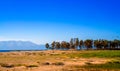 Baikal lake area landscape with pine trees and mountains Royalty Free Stock Photo