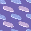 Bright climate cold seamless pattern with pastel tones glacier print. Purple background. Kids style