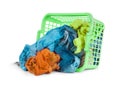 Bright clothes in a laundry basket Royalty Free Stock Photo