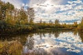 Panoramic Reflections In A Fall Park Lake Royalty Free Stock Photo