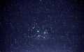 bright cluster of stars pleiades at a dark sky detail