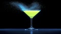 Bright cocktail glass with dynamic blue powder explosion Royalty Free Stock Photo