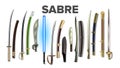 Bright Collection Of Ancient Sabers Set Vector Royalty Free Stock Photo