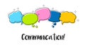 Bright Color dialog speech bubbles with icons and text Comunication.