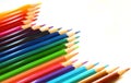 Bright color pencils diagonal wave on white background Royalty Free Stock Photo