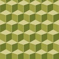 Bright color seamless geometric pattern. Repeatable 3d cubes background. Decorative endless green texture