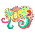 Bright color word Holi mandala,to the Indian holiday.