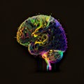 bright colored artificial intelligence brain, AI generated