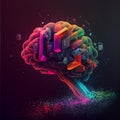 bright colored artificial intelligence brain, AI generated