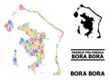 Vector Collage Map of Bora-Bora of Bank and Business Items