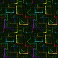 Bright colored carved squares and neon rhombuses for an abstract green background or pattern Royalty Free Stock Photo