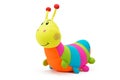 bright colored caterpillar toy made of fabric for children on a white isolated background Royalty Free Stock Photo