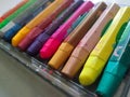 bright colored crayons red yellow green purple blue pink orange gray