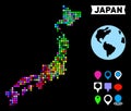 Colored Dotted Japan Map