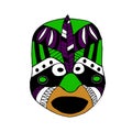 Bright colored face mask for the ritual cartoon style