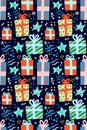 Seamless pattern with sea elements and presents. Bright design for scrapbooking, textile, wallpaper, other surface. Royalty Free Stock Photo