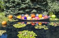 Bright Colored Glass Balls in Boat Royalty Free Stock Photo