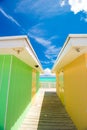 Bright colored houses on an exotic Caribbean