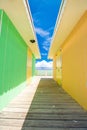 Bright colored houses on an exotic Caribbean