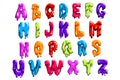 Bright-colored latin alphabet made of sweet jelly or jam. English letters from A to Z. Cartoon vector font for print