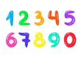 Bright colored numbers set for children in a cartoon style. Math numbers for school. Royalty Free Stock Photo