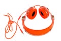 Bright colored orange headphones