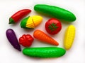 Bright colored plastic vegetables for children Royalty Free Stock Photo