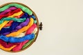 Bright colored threads of floss and hoop. Royalty Free Stock Photo