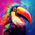 Bright Colored Toucan Bird Portrait Digital Generated Illustration