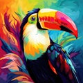 Bright Colored Toucan Bird Portrait Digital Generated Illustration