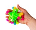 Bright Colored Toy, Colorful Squeeze Antistress Toys, Soft Squishy Spider on Elastic Band, Color Plastic Puffer Balls Royalty Free Stock Photo