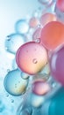 Bright, colored water bubbles vertical banner. Water and water bubbles toned in different colors. Water splashes and