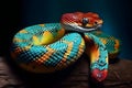Bright colored wild snake. Generative AI