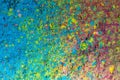 Colorful powder macro close up.chaotic splashes surface