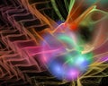 Bright colorful abstract background with iridescent waves of veils and lights.