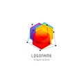 Bright colorful abstract poly construction logotype, unusual innovate design logo template, isolated polygon shape