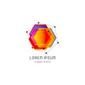 Bright colorful abstract poly construction logotype, unusual innovate design logo template, isolated polygon shape