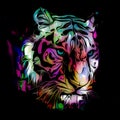 Bright colorful art with tiger head design concept
