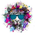 Bright colorful art with tiger head design concept