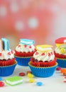 Bright colorful Back to School theme cupcakes.