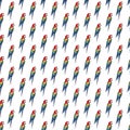 Bright colorful beautiful lovely sophisticated jungle tropical yellow, green, red and blue big tropical parrots pattern diagonal p Royalty Free Stock Photo