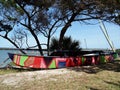 Bright Colorful Boat Resting on Shore