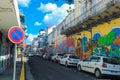 Bright and Colorful Buildings in the City Center of Pointe-a-Pitre Royalty Free Stock Photo