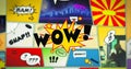Bright colorful cartoon comic background with wow sign