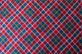 Bright colorful chequered fabric in red, blue and white