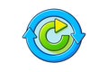 Bright and colorful circular reload arrow icon illustration for design projects and creative concepts