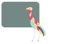 A bright and colorful crane at the green board Royalty Free Stock Photo