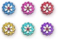 Bright colorful 3d flowers isolated on white.