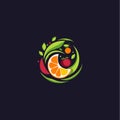 Bright colorful delicious fruit and berrie icon. Healthy natural organic food symbol. Abstract versatile graphic logo