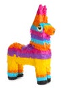 Bright colorful donkey pinata isolated on white